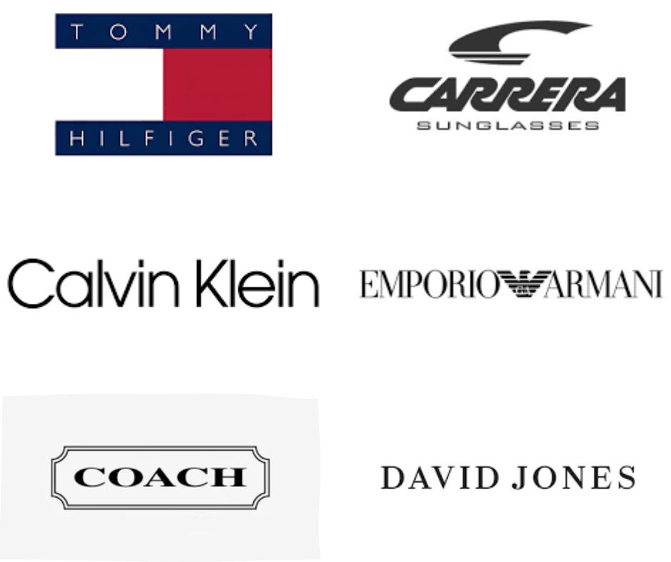 tommy hilfiger, carerra, calvin klein, coach, david jones